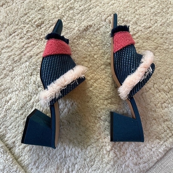 Charles & Keith Woven Fringe Mixed Media Slides Mules Heels Navy Red Pink 9 / 39 - Picture 5 of 12